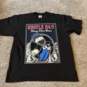 Money Never Sleeps Hustle 24/7 Mens Heavyweight T-Shirt 2XL Shaka Wear Tee